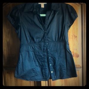 Ladies cap sleeve button down blouse